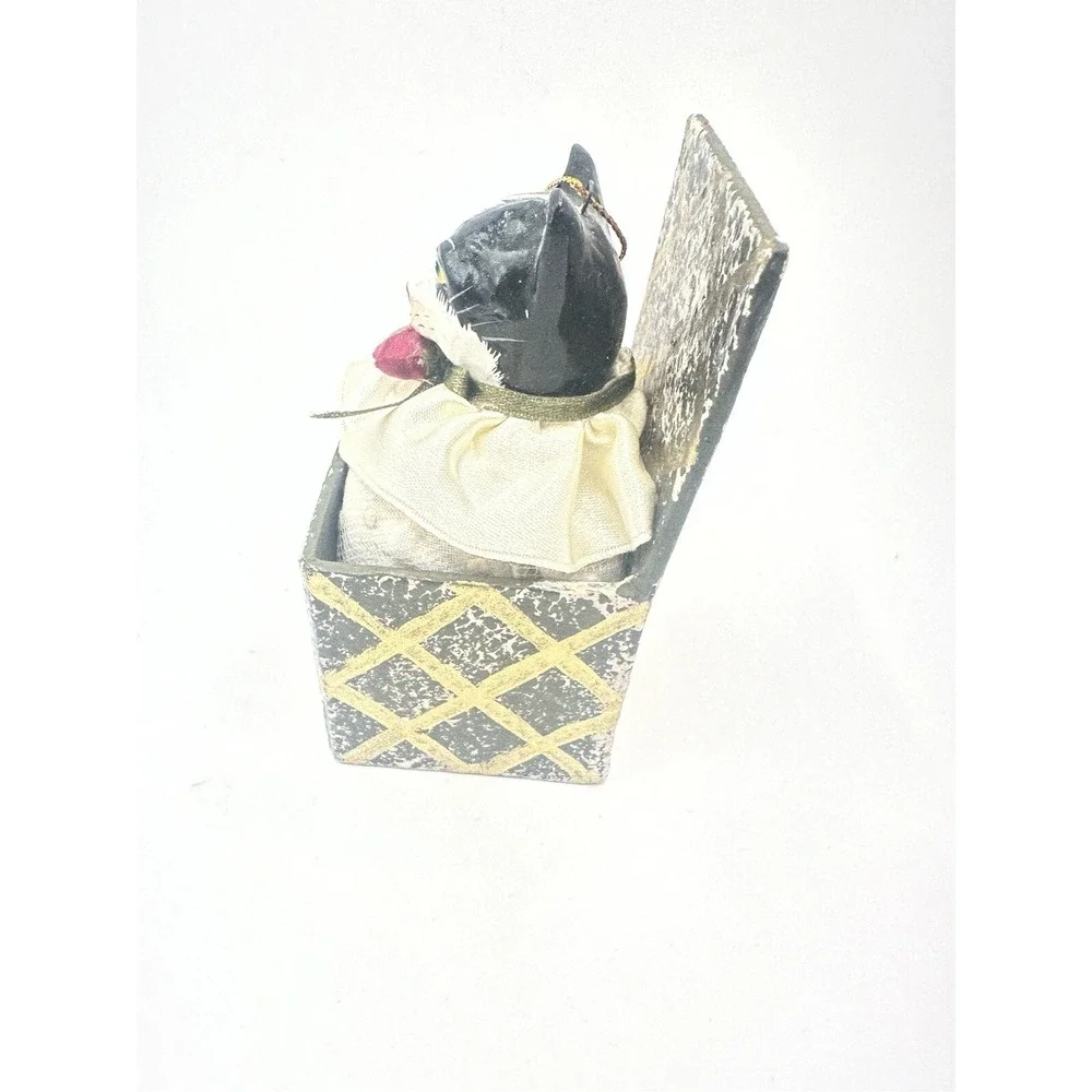 Black And White CAT In A Box Ornament